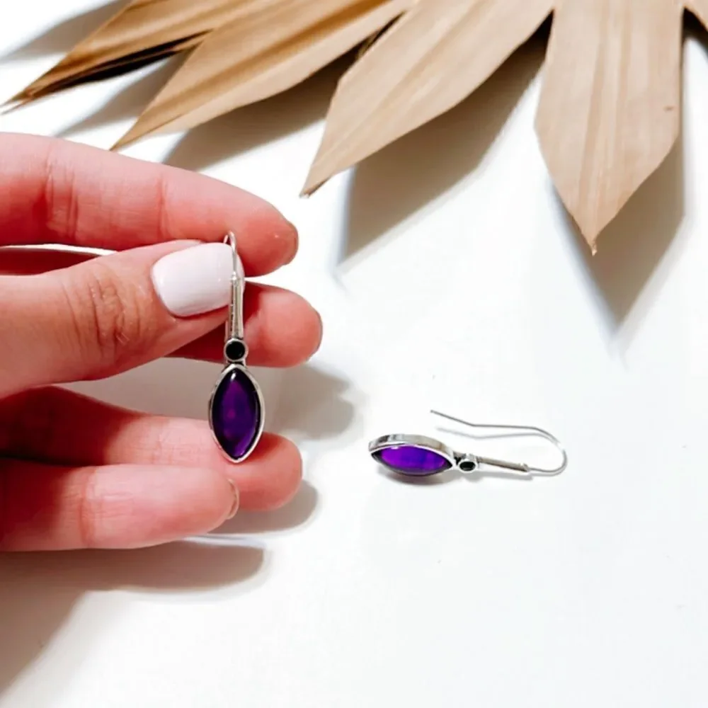 Purple crystal drop earrings S316